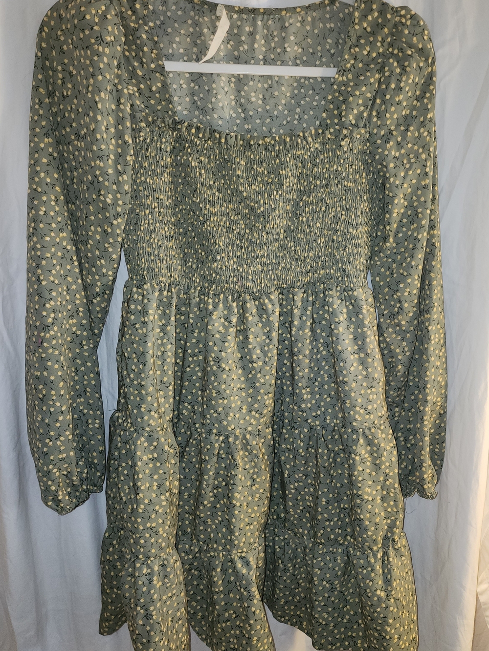 Liberty Love Olive Green Dress with Yellow Floral Print